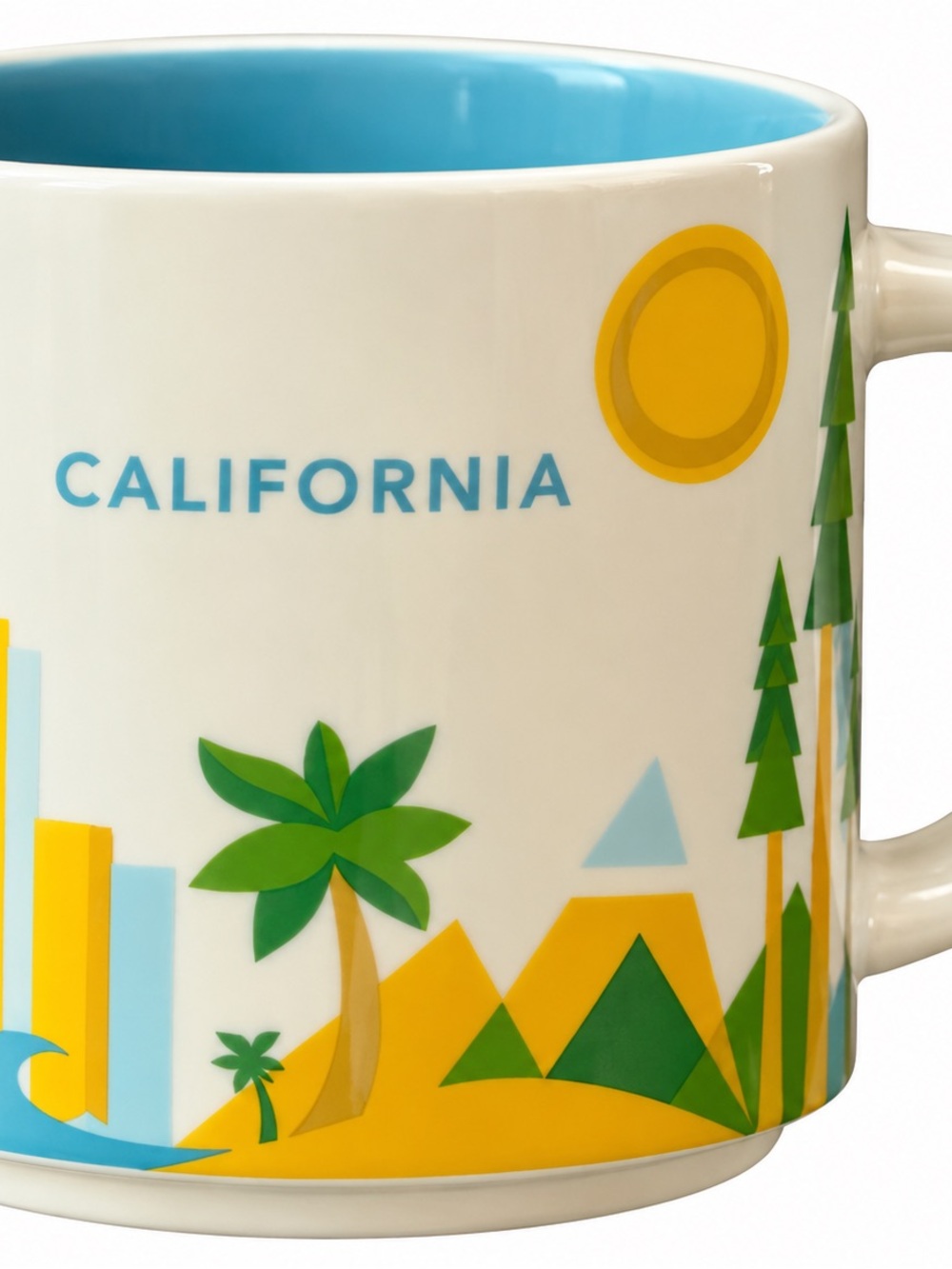 NWOT Starbucks California Coffee Mug Colorful Travel Souvenir Cup Blue Interior